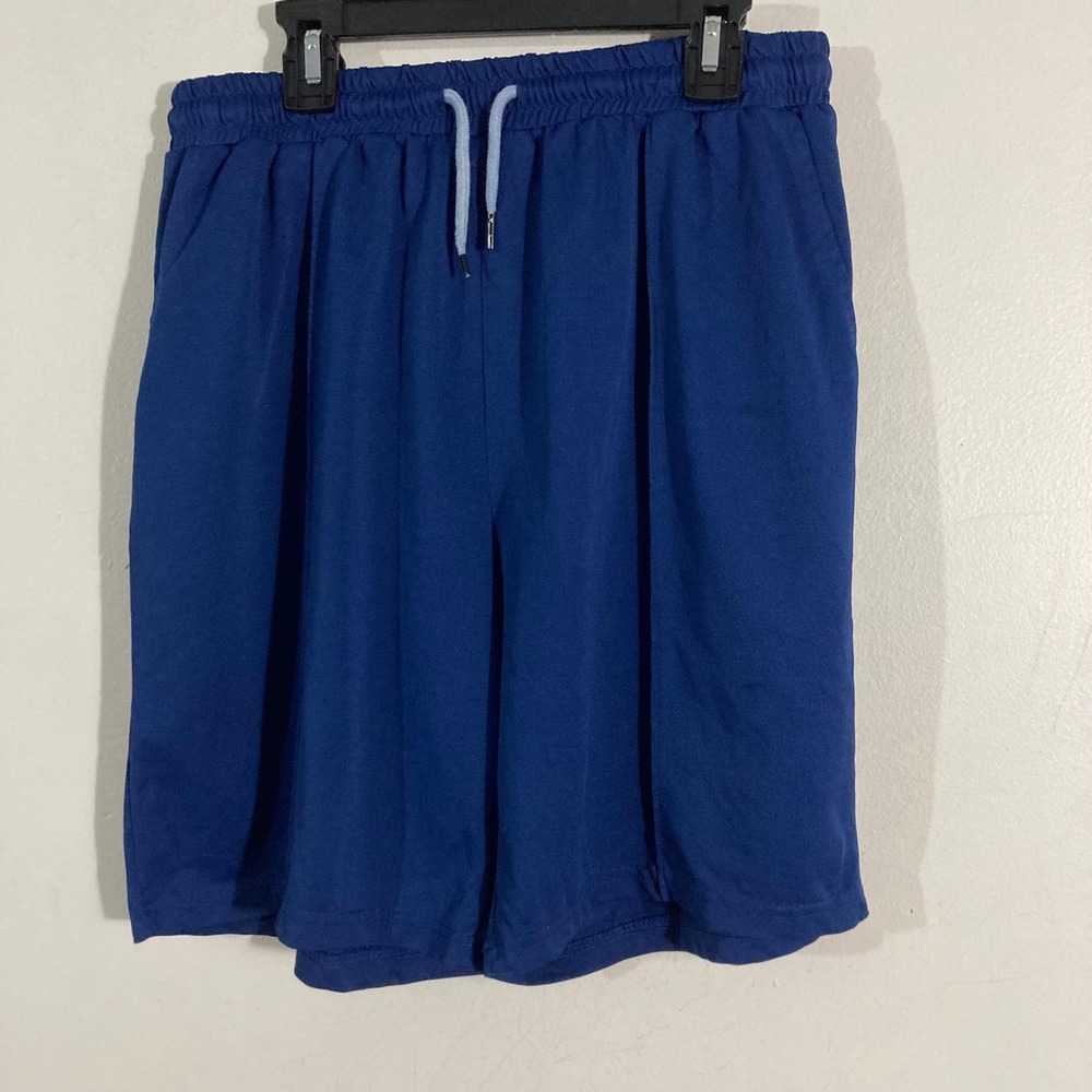 Unbranded Athletic Shorts Kids Medium Blue Elastic Waist Drawstring Mesh